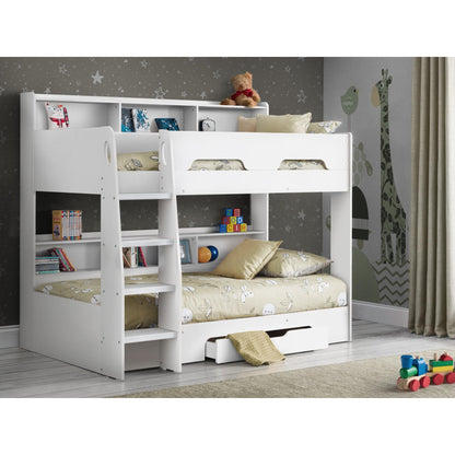Wider bedroom view of the Orion Bunk Bed in white