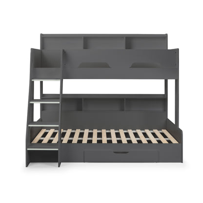 Front view of the Orion Triple Sleeper Bunk Bed in anthracite