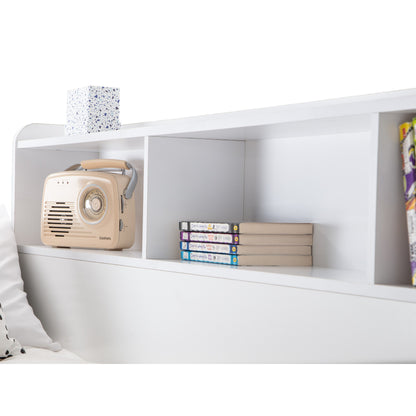 Shelving detail of the Orion Triple Sleeper Bunk Bed in white