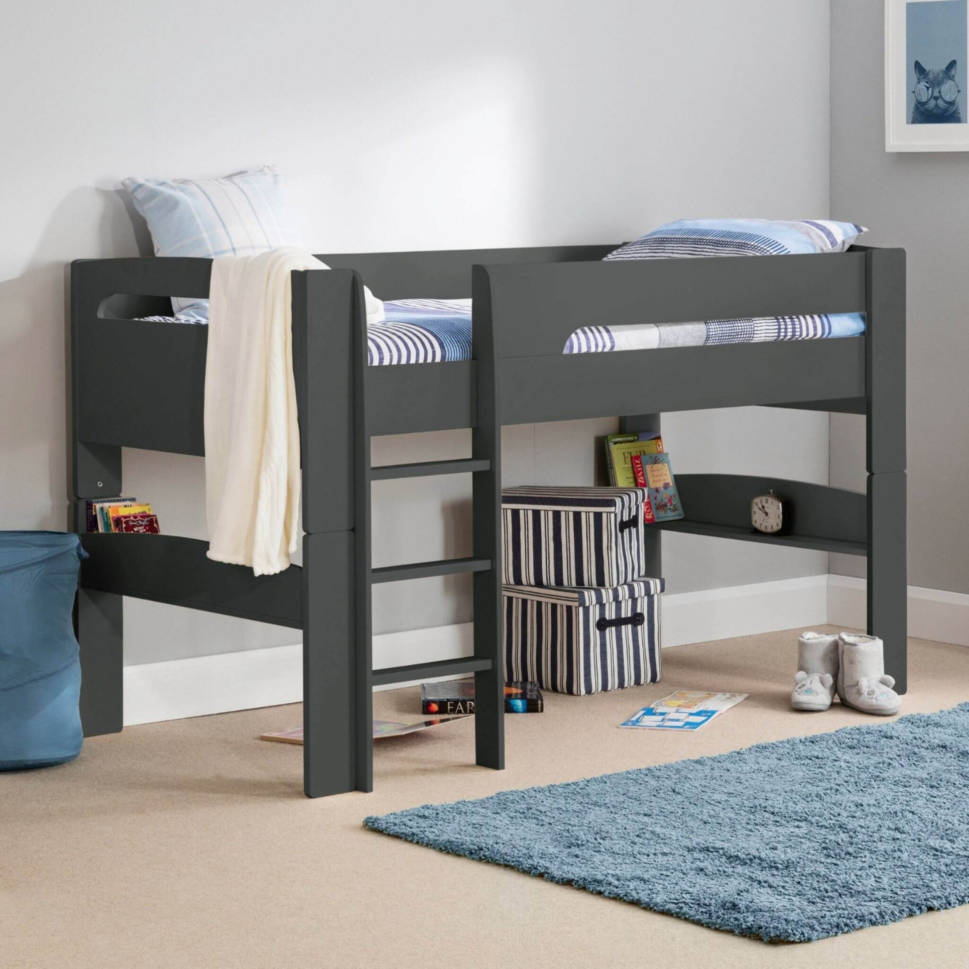 Pluto Cabin Bed finished in anthracite shown in a bedroom setting