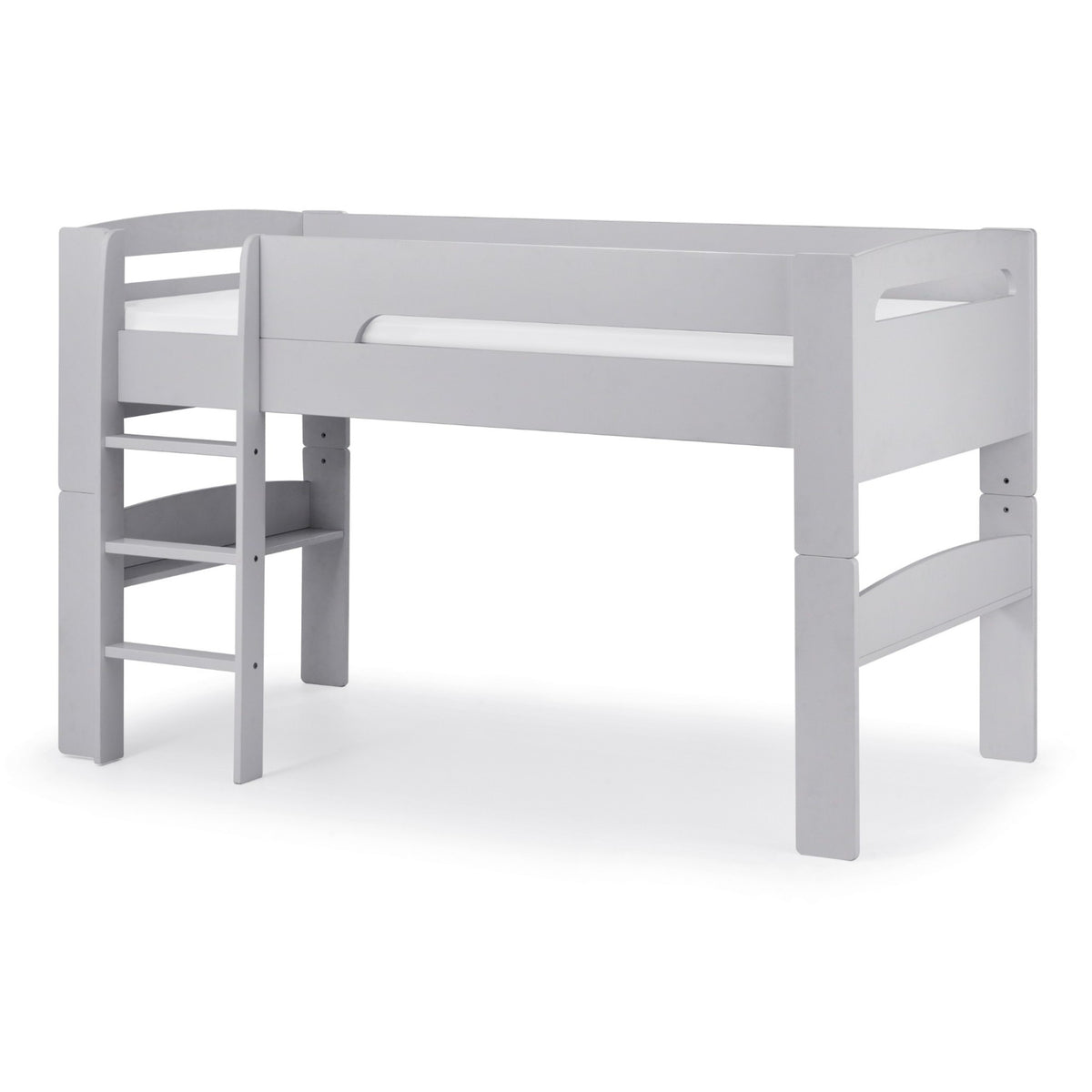 Front view of the Pluto Mid Sleeper Bed in dove grey