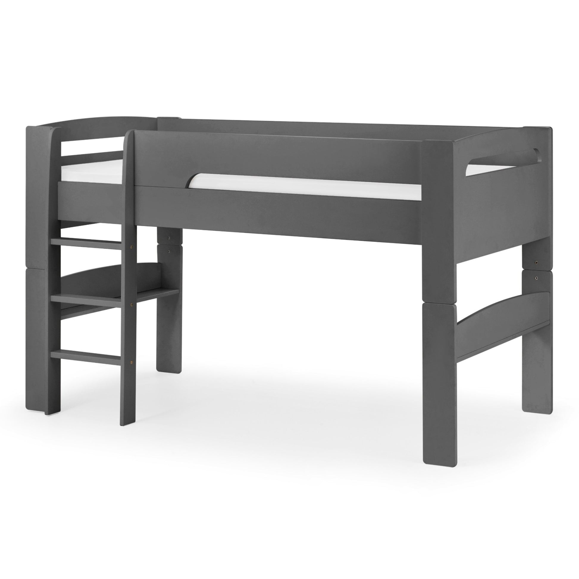 Pluto Mid Sleeper Bed finished in anthracite, shown on a white background.