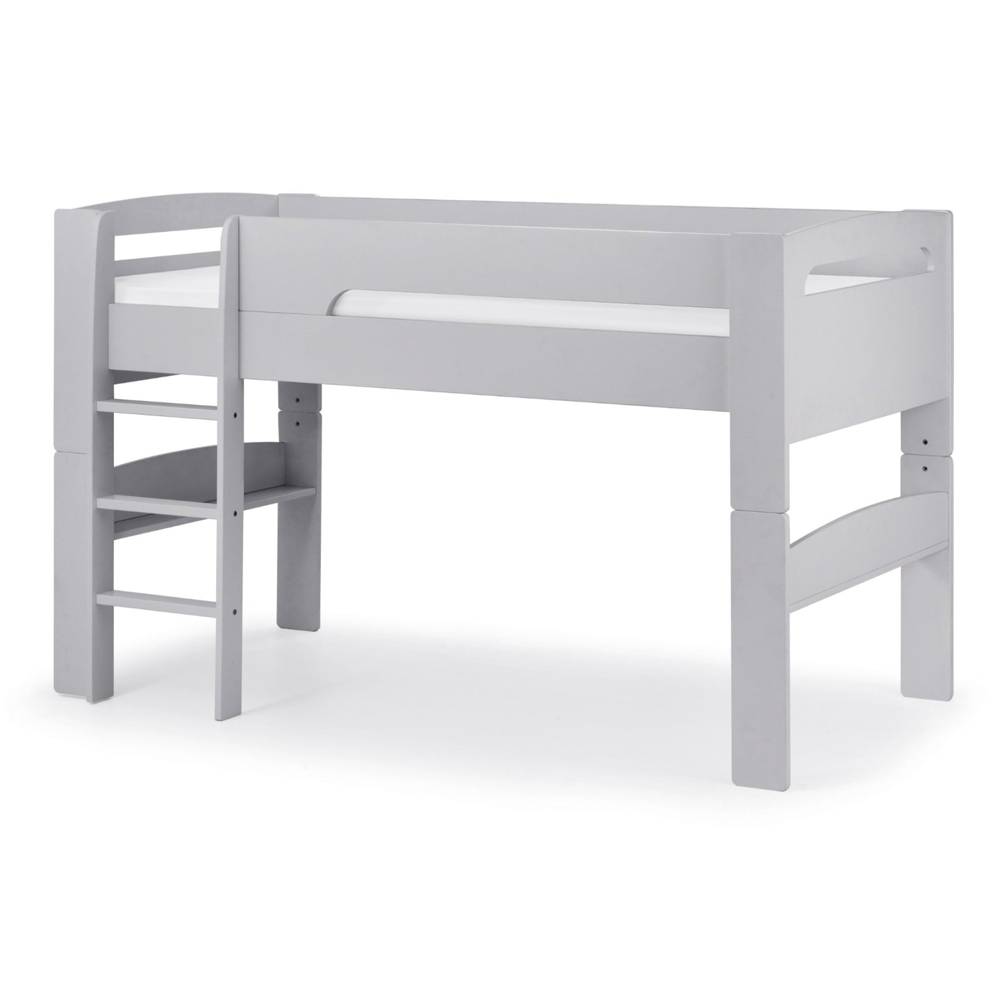 Pluto Mid Sleeper Bed finished in dove grey, shown on a white background.