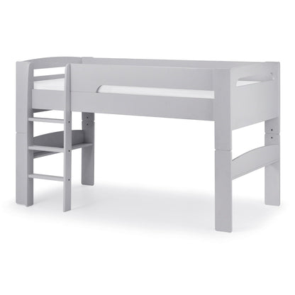 Pluto Mid Sleeper Bed finished in dove grey, shown on a white background.