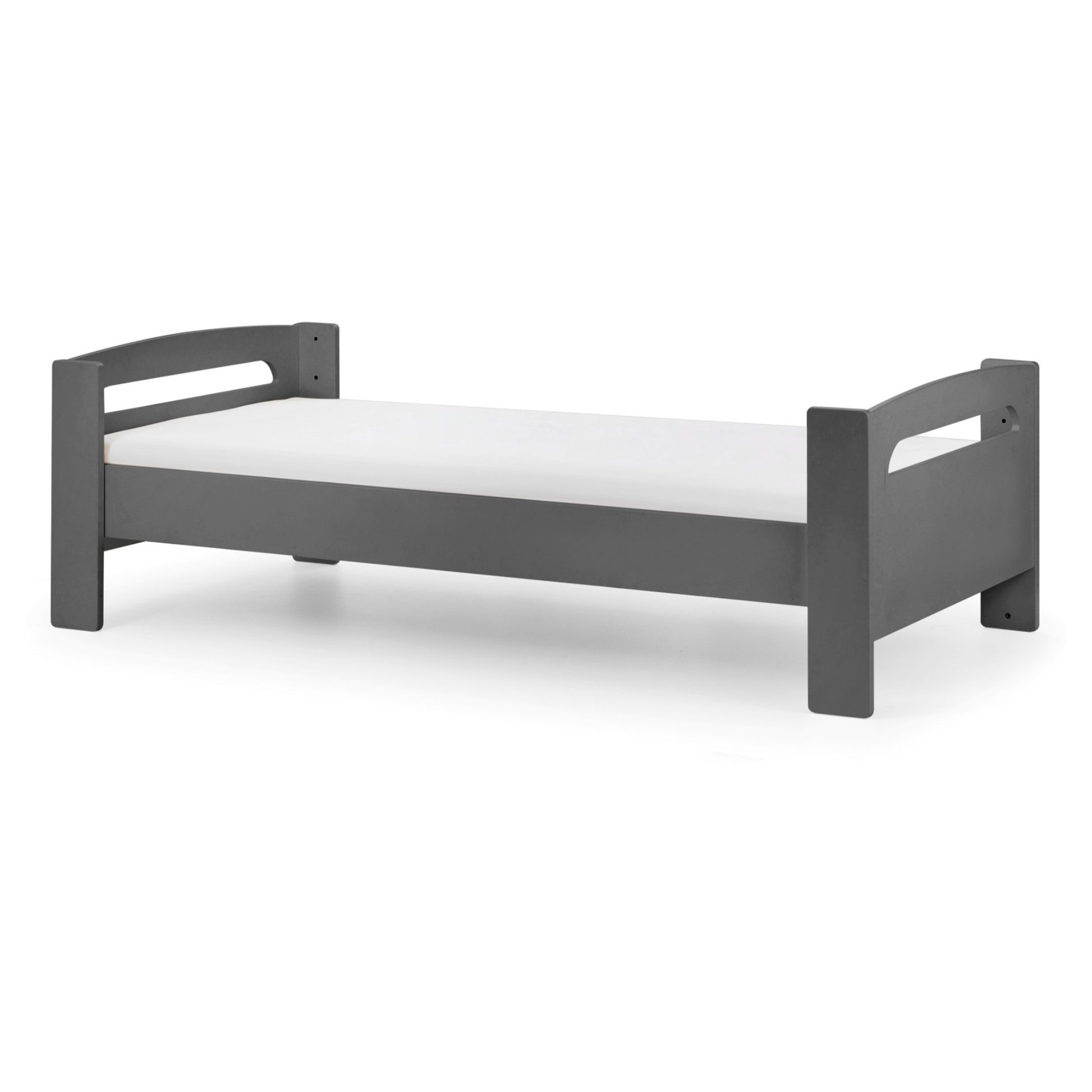 Pluto Midsleeper Bed in anthracite, converted to a single bed and shown on a white background.