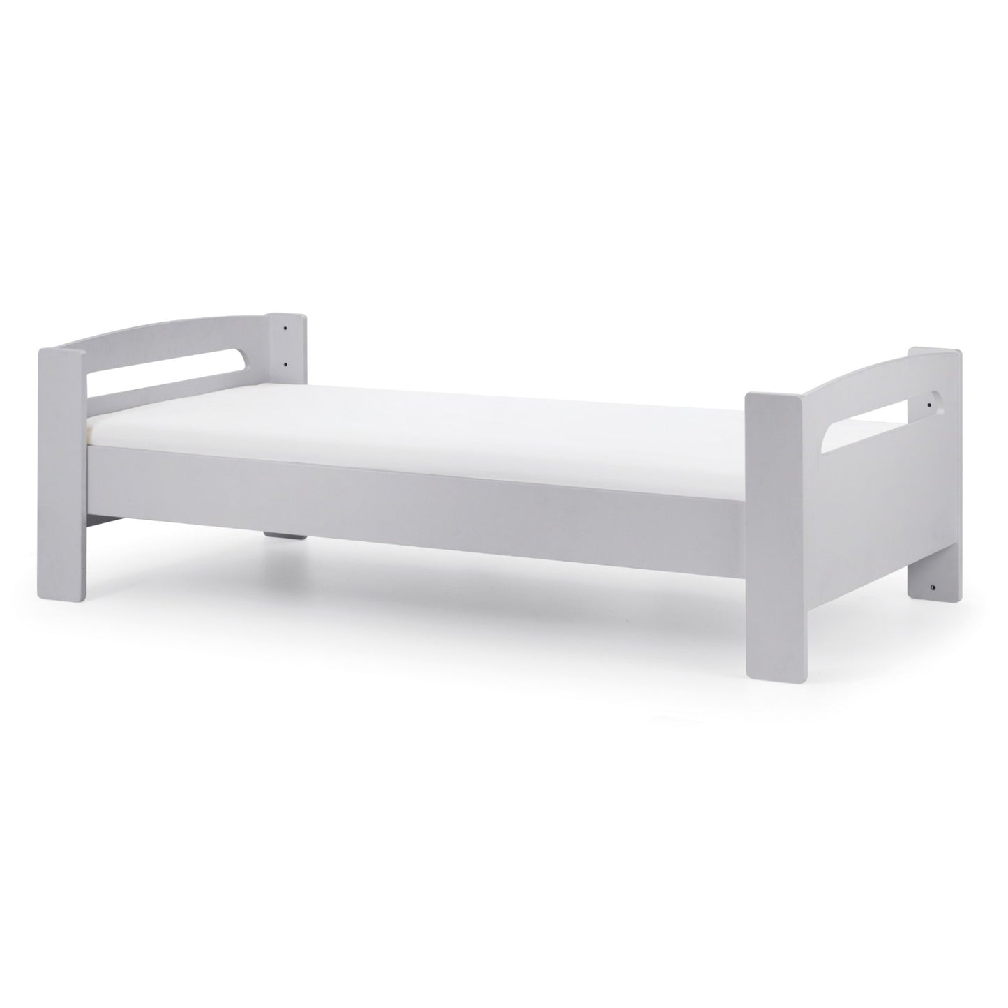 Pluto Midsleeper Bed in dove grey, converted to a single bed and shown on a white background.