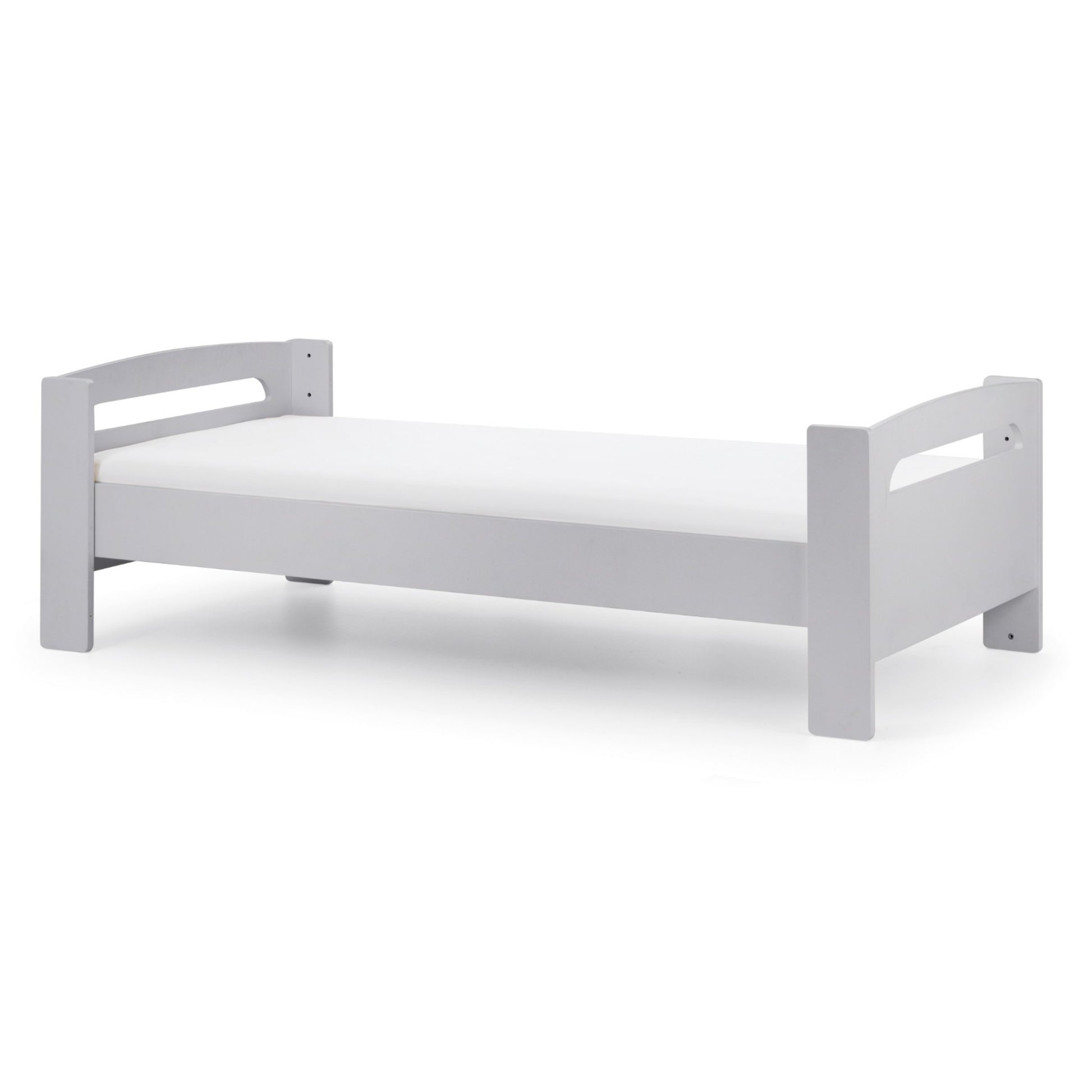 Pluto Midsleeper Bed in dove grey, converted to a single bed and shown on a white background.
