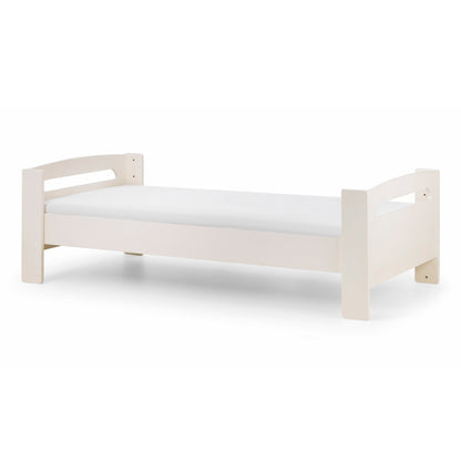 Pluto Midsleeper Bed in stone white, converted to a single bed and shown on a white background.