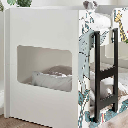 Headboard opening detail of this safari themed children's bunk bed