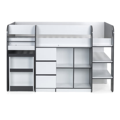 Front view of Saturn Mid Sleeper Bed with charcoal styling