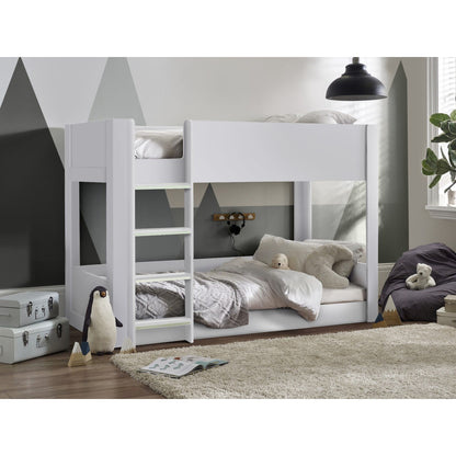 Wider bedroom view of the Solomon Bunk Bed in white