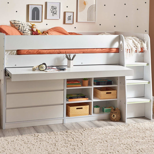 Vespa Mid Sleeper Storage Bed in White